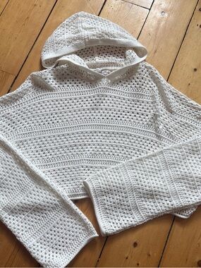 Sincerely Jules Cream Crochet Hooded Pullover